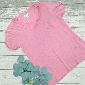 Sundance Short Sleeve Linen Chiffon Trim Top